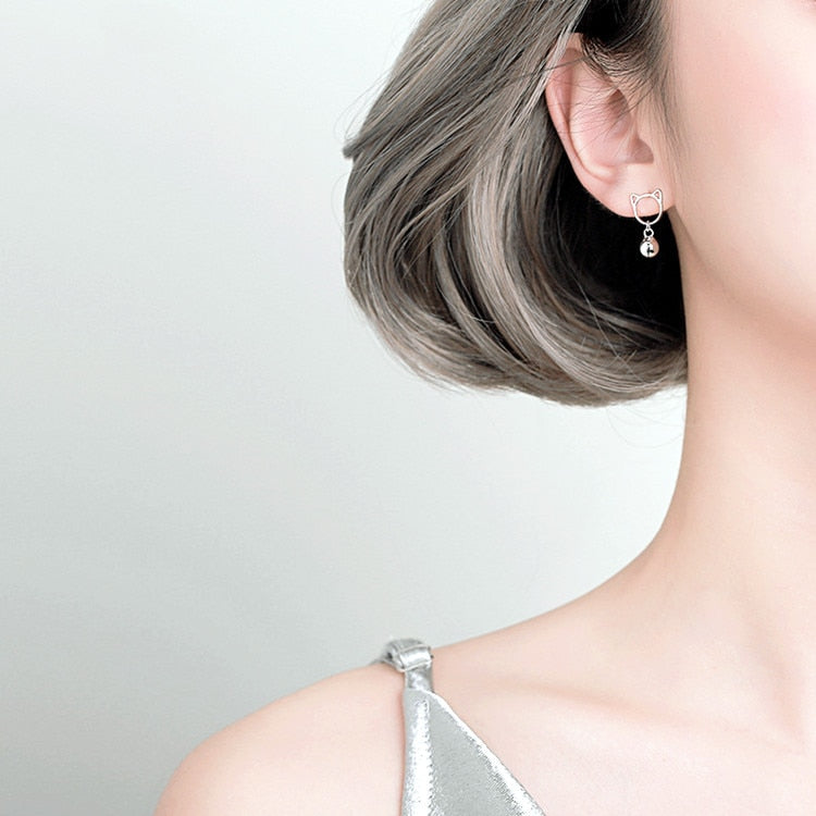 Silver Cat Earrings - Cat earrings