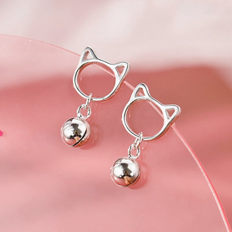 Silver Cat Earrings - Cat earrings