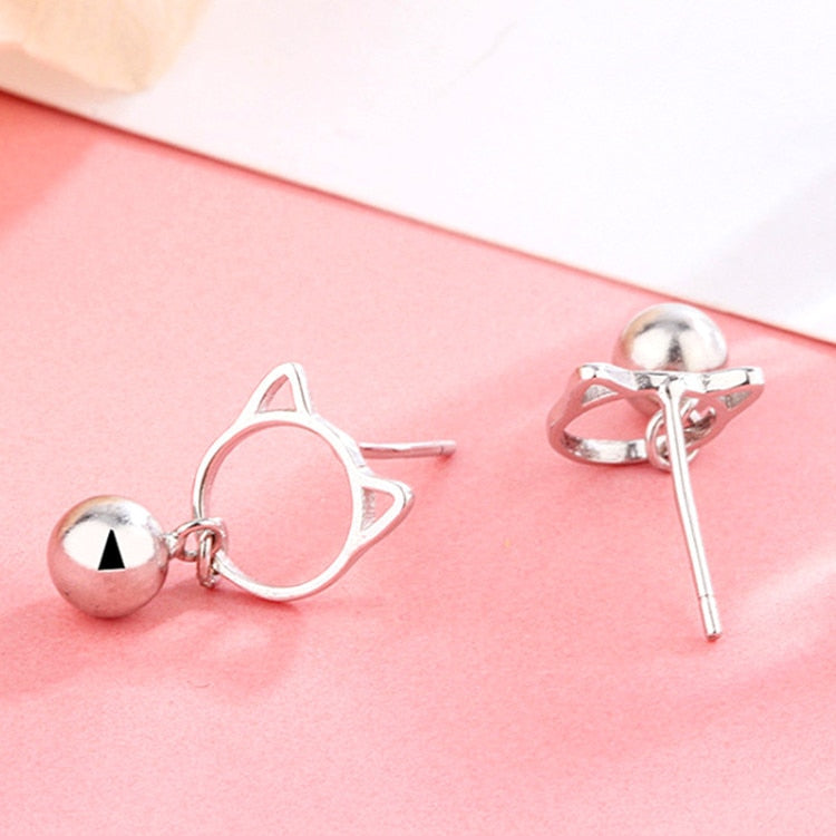 Silver Cat Earrings - Cat earrings