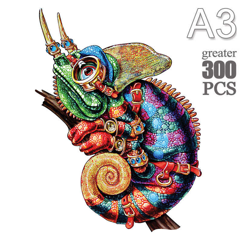 Wooden Animal Jigsaw Puzzle - Chameleon
