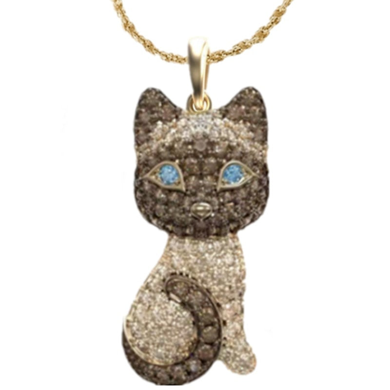 18k Gold Cat Necklace - Cat necklace