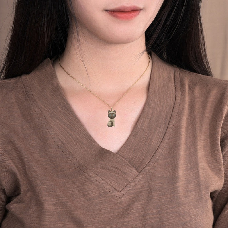 18k Gold Cat Necklace - Cat necklace