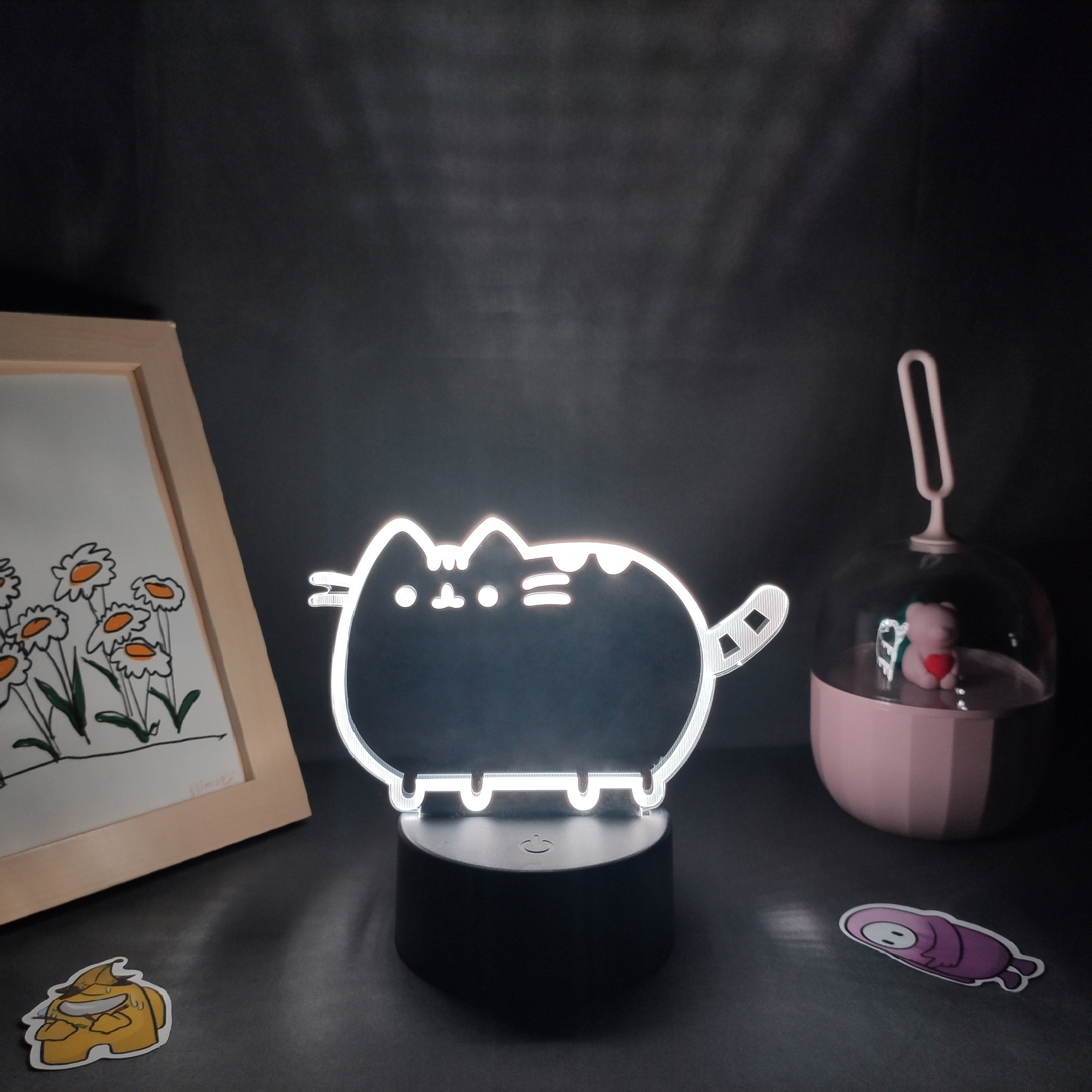 3D LED Cat Night Light - Black Lamp Base / 7 color no remote