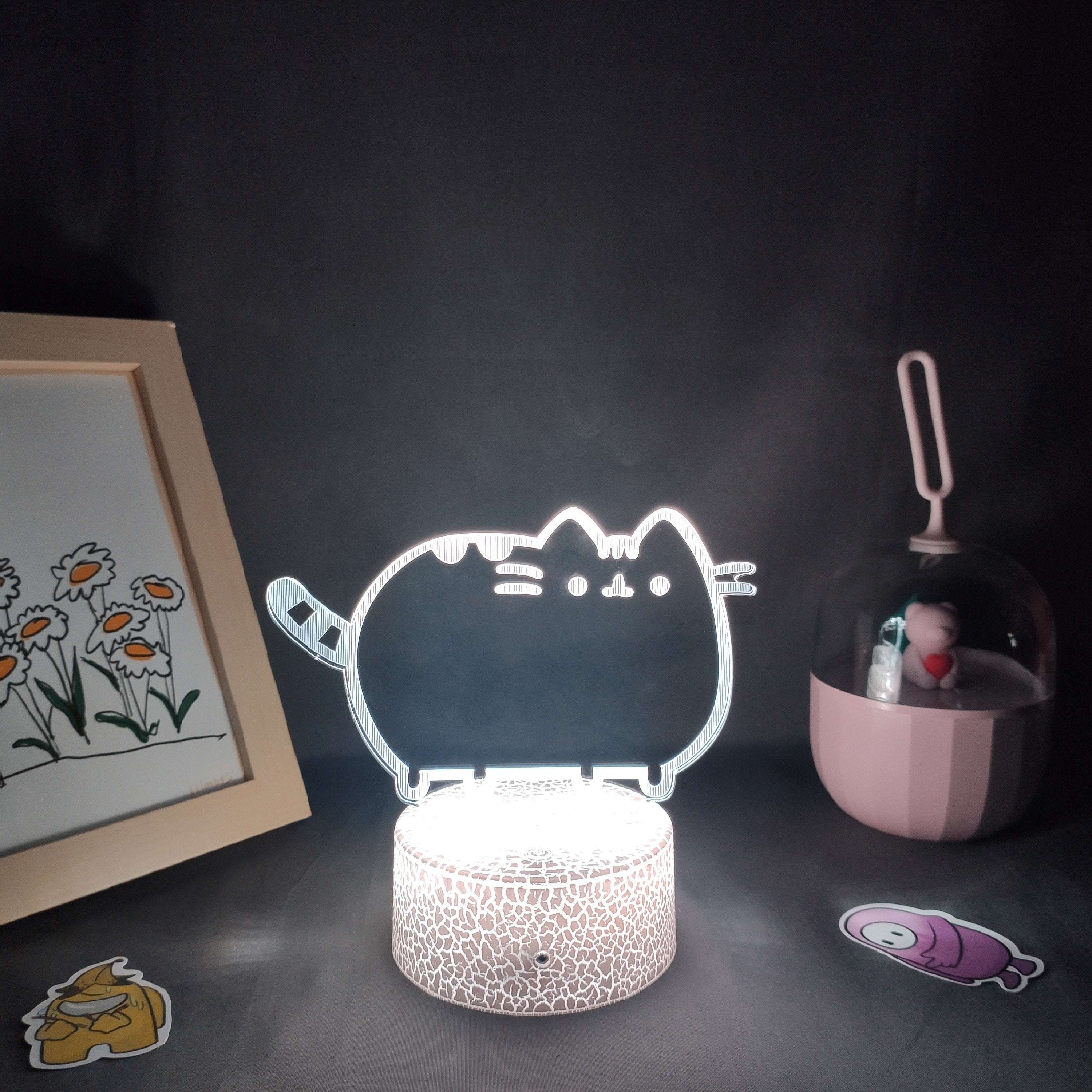 3D LED Cat Night Light - Lava Lamp Base / 7 color no remote