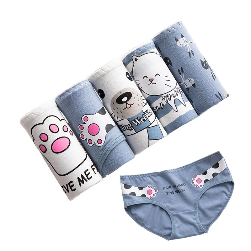 5pcs/pack Women's Cat Patterned Underwear