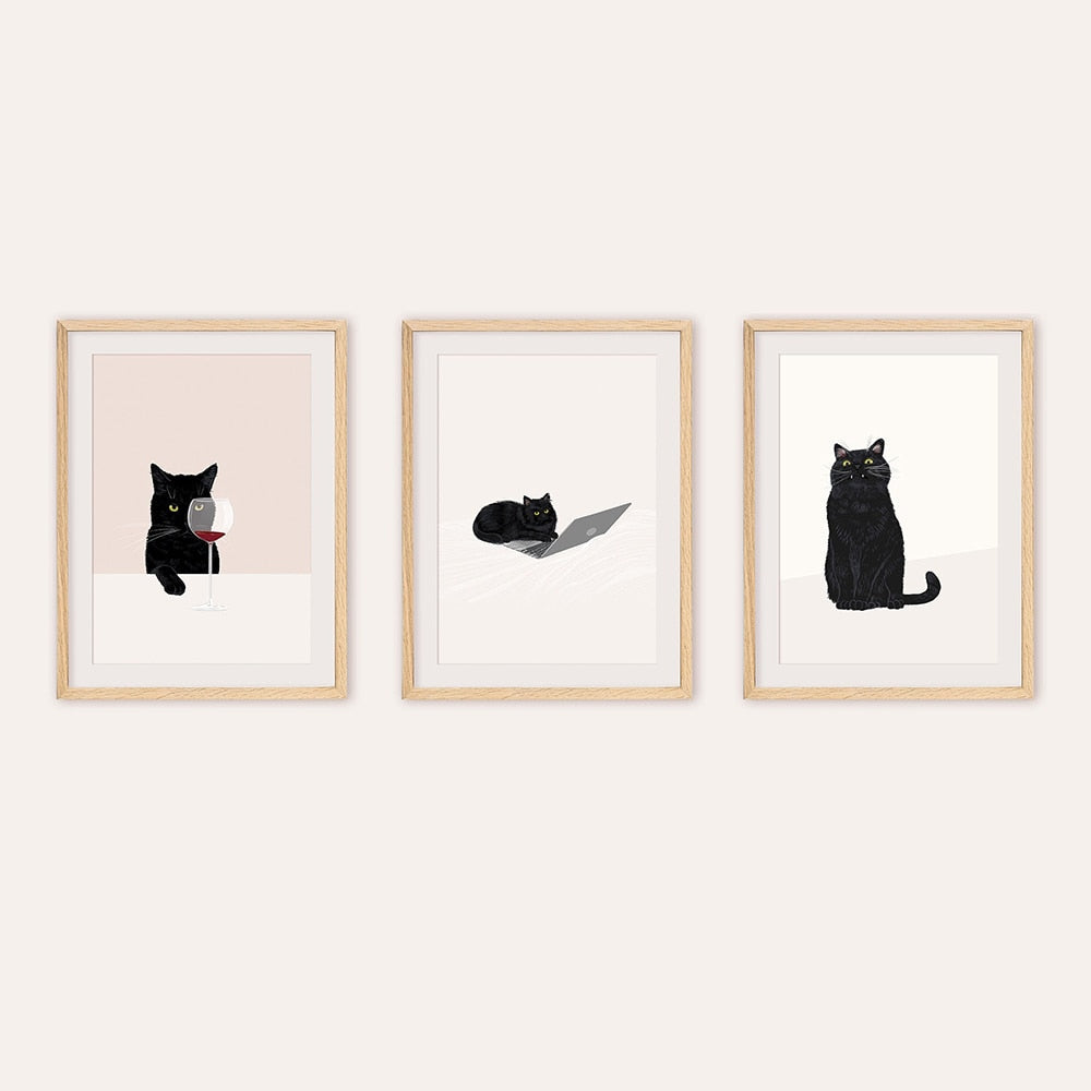 Abstract Cat Art Poster - 13x18CM No Frame / Set - Cat
