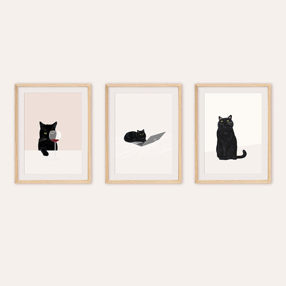 Abstract Cat Art Poster - 13x18CM No Frame / Set - Cat