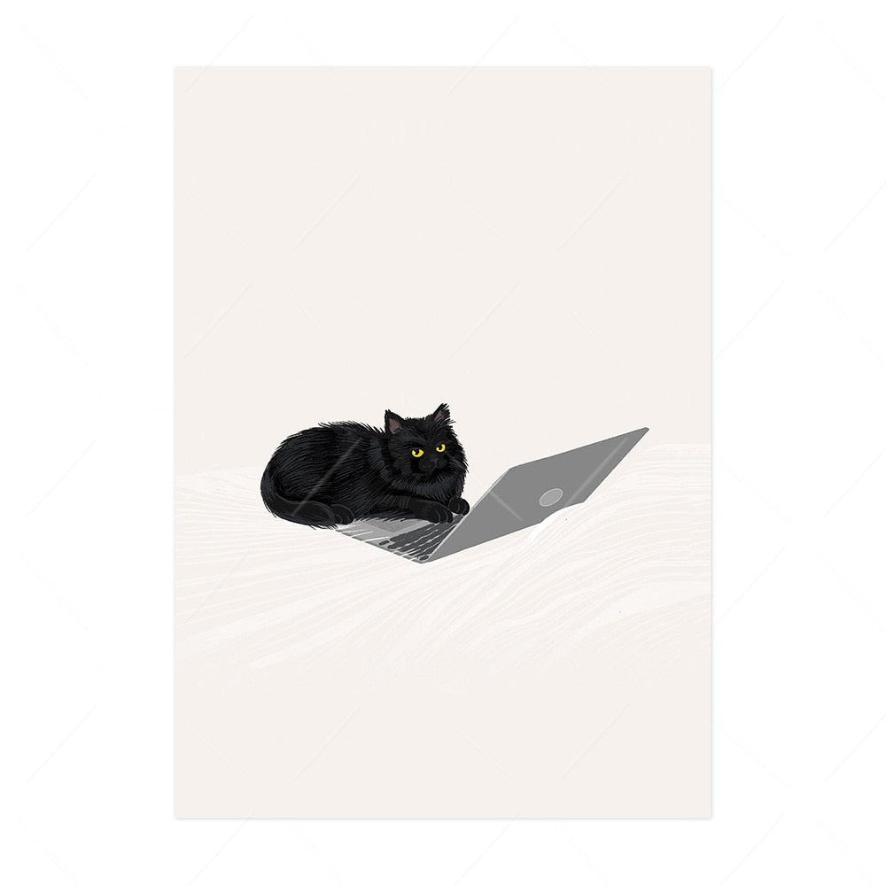 Abstract Cat Art Poster - 13x18CM No Frame / Working - Cat