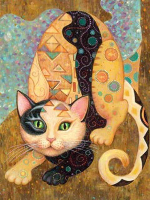 Abstract Cat Diamond Painting - Beige / Square Drill 20X30cm