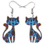 Abstract Cat Earrings - Dark Blue - Cat earrings