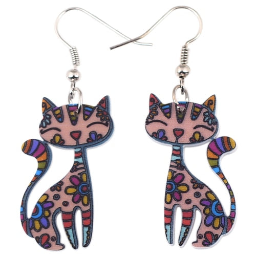 Abstract Cat Earrings - Light Pink - Cat earrings