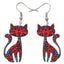 Abstract Cat Earrings - Red - Cat earrings