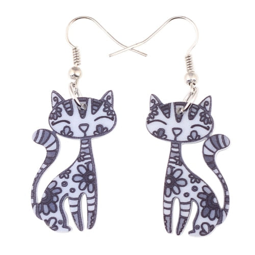 Abstract Cat Earrings - Black - Cat earrings
