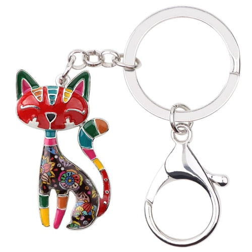 Abstract Cat Keychain - Red - Cat Keychains