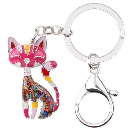 Abstract Cat Keychain - Pink - Cat Keychains