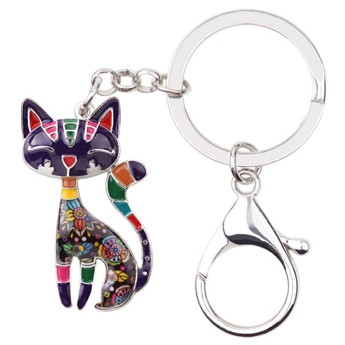 Abstract Cat Keychain - Purple - Cat Keychains