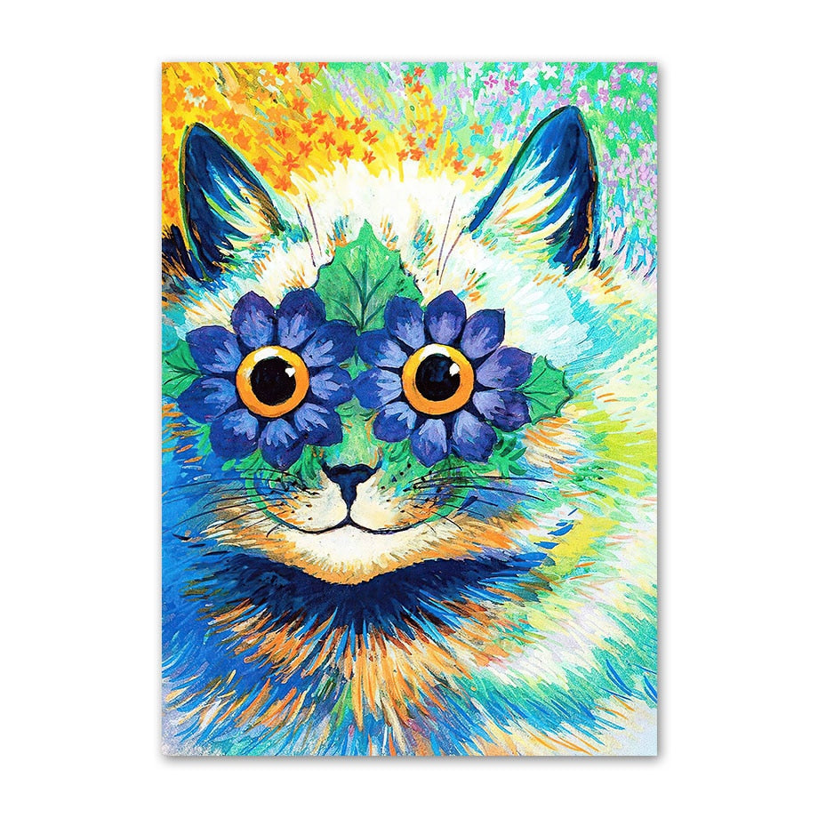 Abstract Cat Painting - 10x15cm No Frame / G