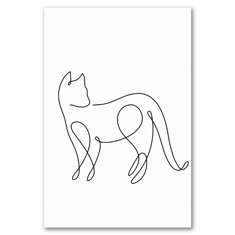 Abstract Cat Wall Art - 20x25cm No Frame / Look