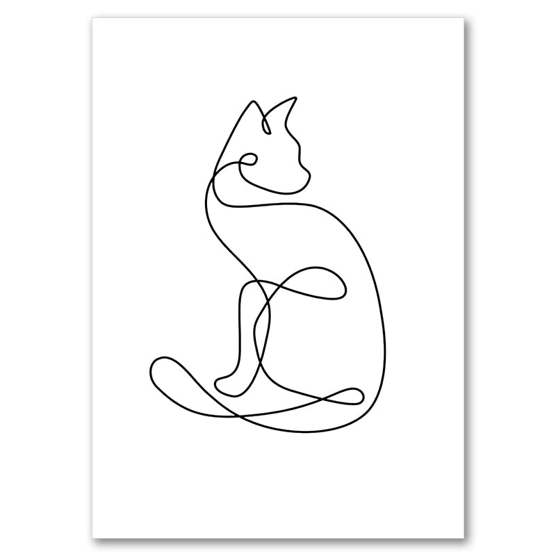 Abstract Cat Wall Art - 20x25cm No Frame / Back