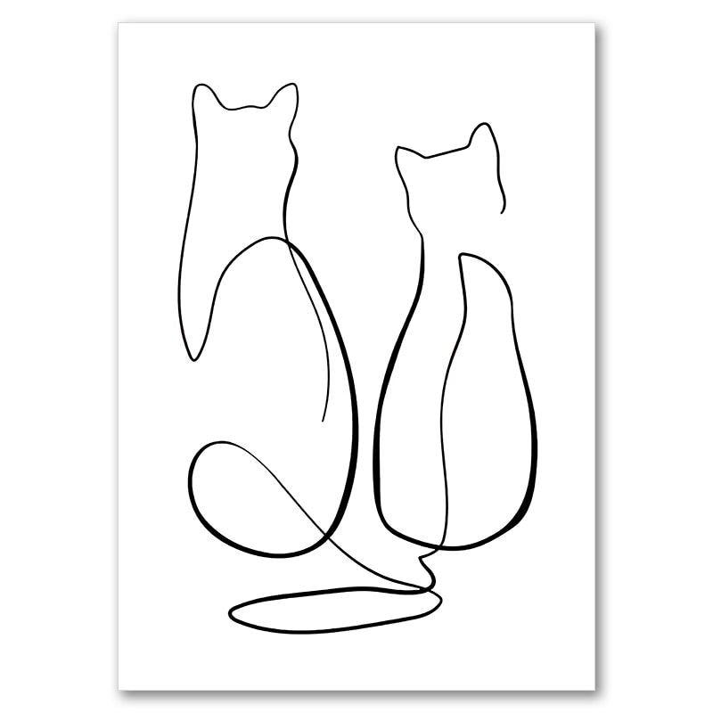 Abstract Cat Wall Art - 20x25cm No Frame / Friend