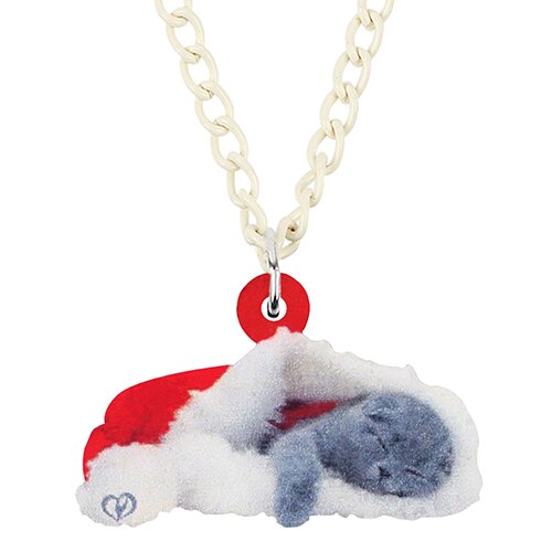 Acrylic Christmas Cat Necklace - Cat necklace