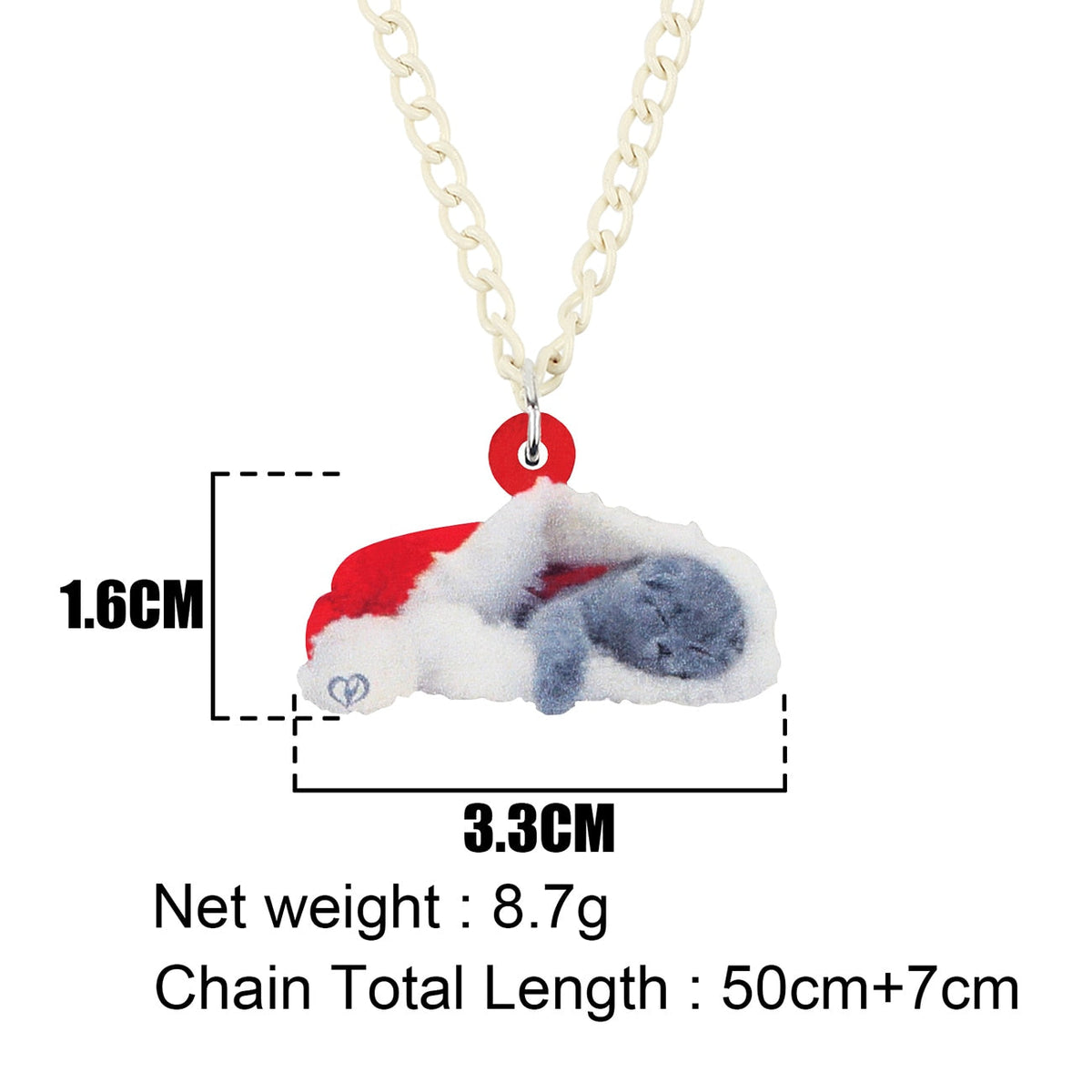 Acrylic Christmas Cat Necklace - Cat necklace