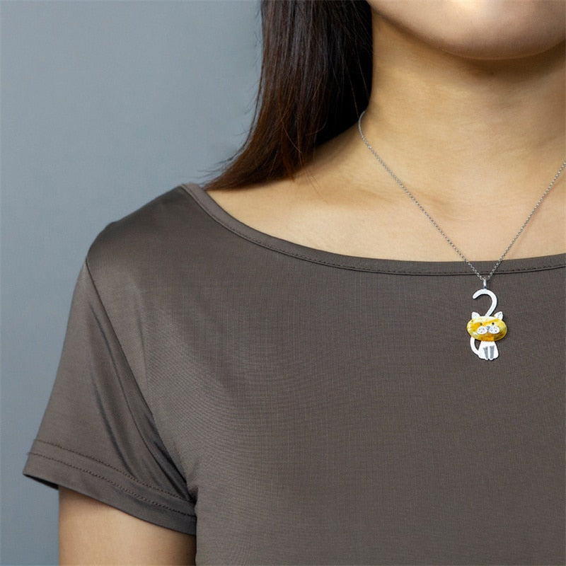 Amber Cat Necklace - Cat necklace