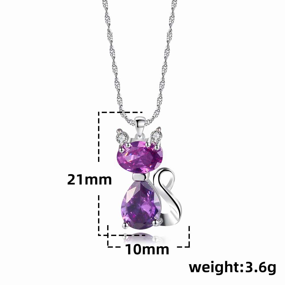 Amethyst Cat Necklace - Cat necklace