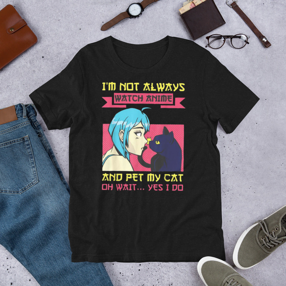 Anime Cat shirt - Black Heather / XS