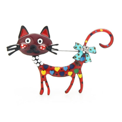 Art deco cat brooch - Red - Art deco cat brooch