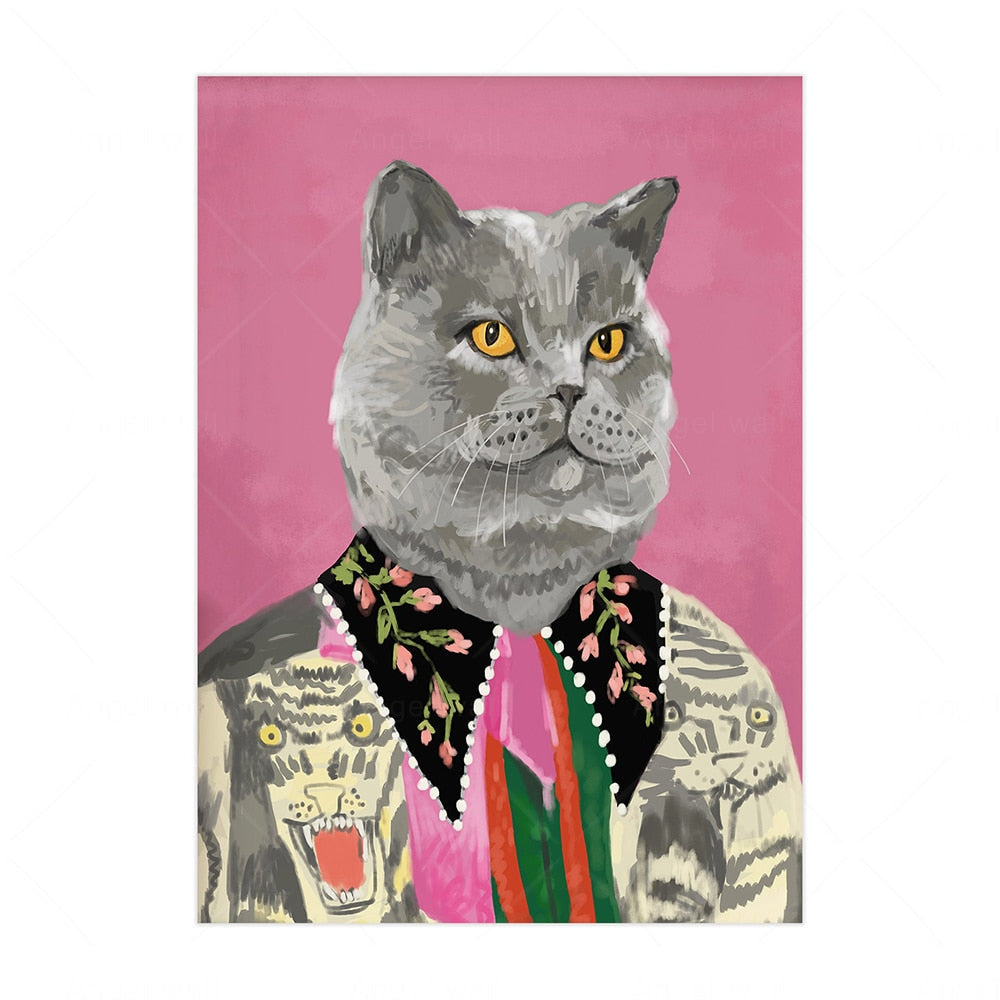 Art Deco Cat Posters - 13x18cm no frame / Pink - Cat poster