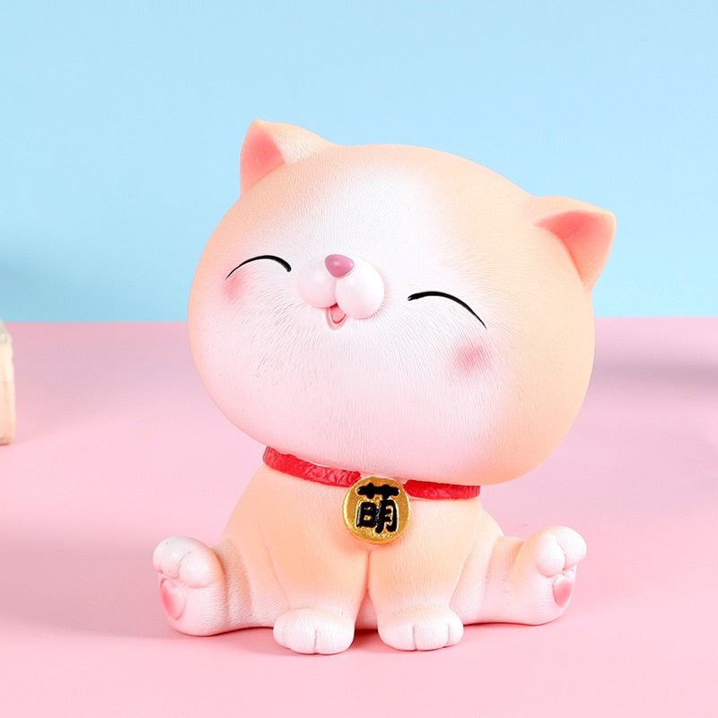 Asian Cat Piggy Bank - Orange