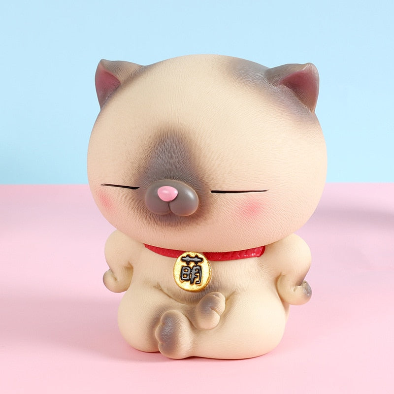 Asian Cat Piggy Bank - Beige