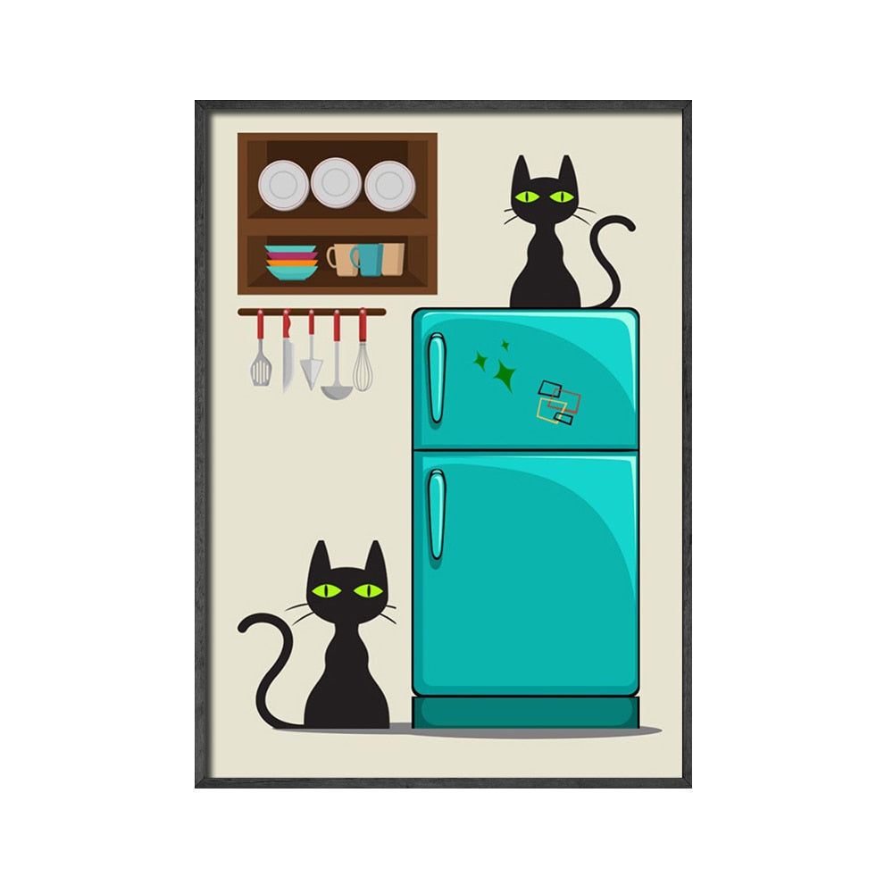 Atomic Cat Wall Art - 13x18CM No Frame / Refrigerator