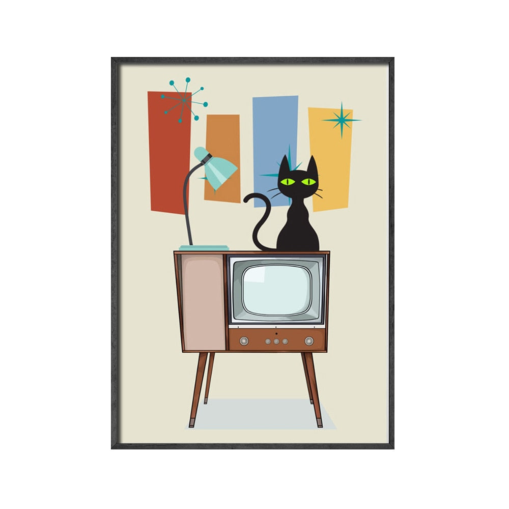Atomic Cat Wall Art - 13x18CM No Frame / TV