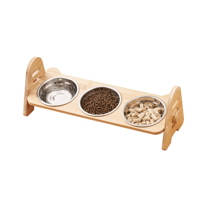 Bamboo Elevated Cat Bowls - Three bowls - Cat Bowls