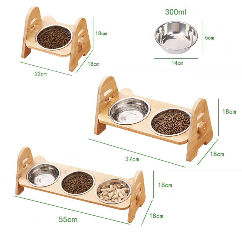 Bamboo Elevated Cat Bowls - Cat Bowls
