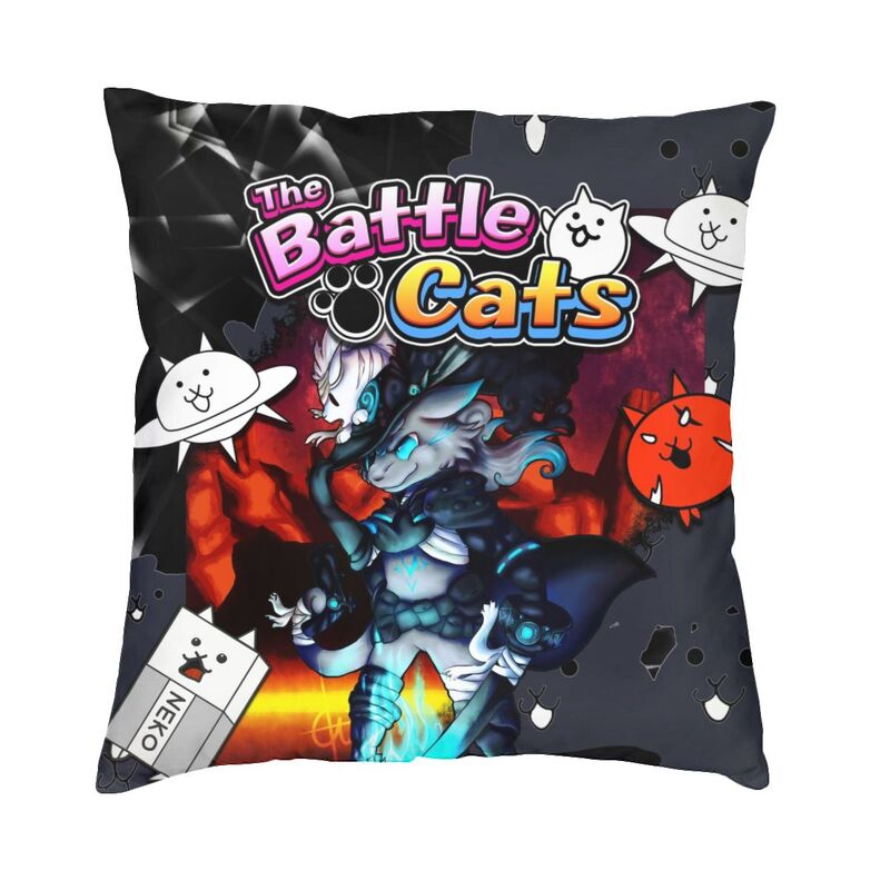 Battle Cats Pillow - 40x40cm 16x16in / Black