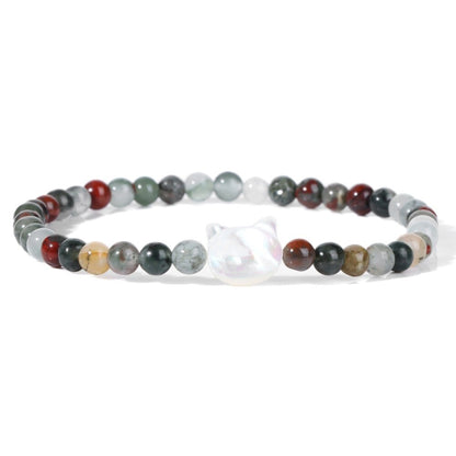 Beaded Cat Bracelet - African Bloodstone / 17cm - Cat