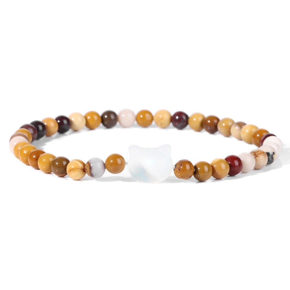 Beaded Cat Bracelet - Mookaite / 17cm - Cat bracelet