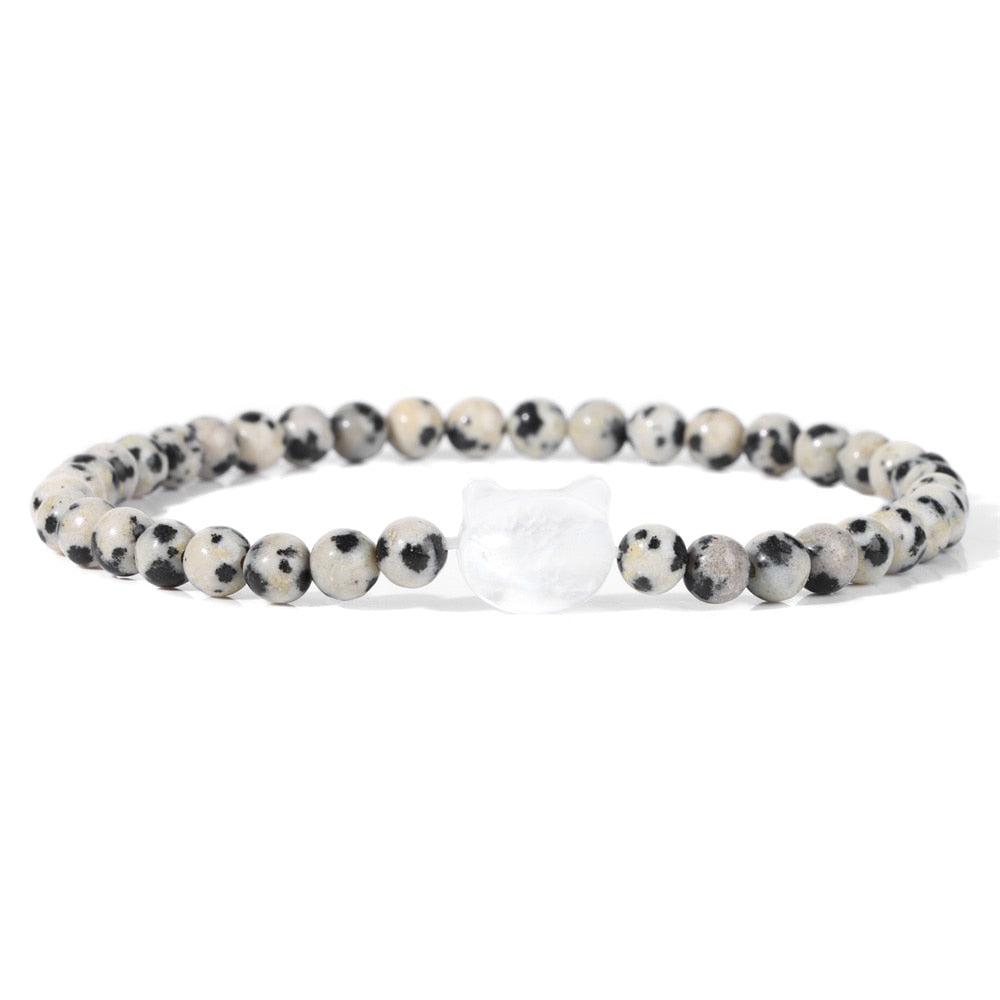 Beaded Cat Bracelet - Dalmation / 17cm - Cat bracelet