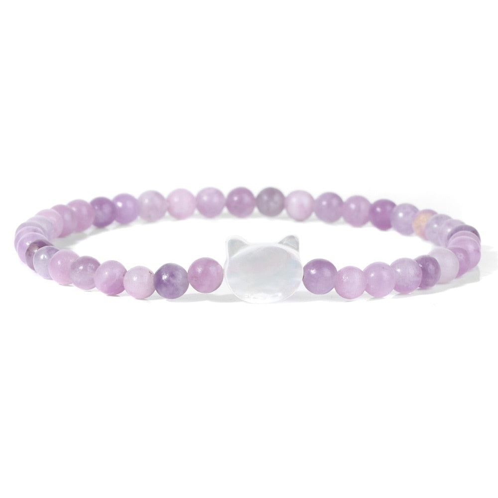 Beaded Cat Bracelet - Lilac / 17cm - Cat bracelet