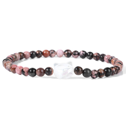 Beaded Cat Bracelet - Rhodonite / 17cm - Cat bracelet