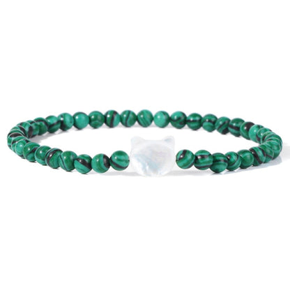 Beaded Cat Bracelet - Malachite / 17cm - Cat bracelet