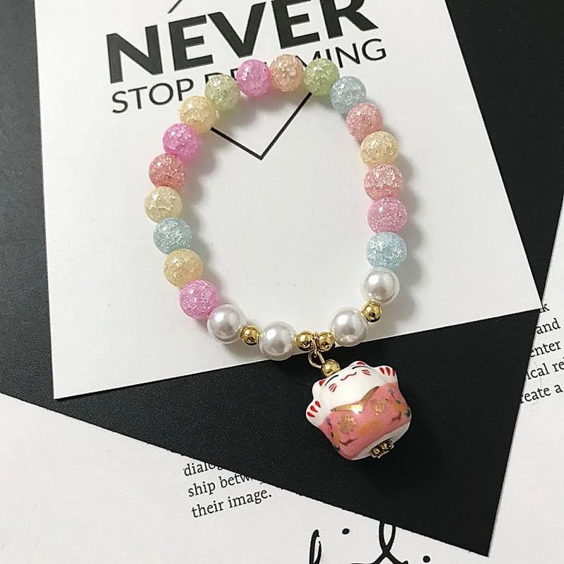 Beaded Japanese Cat Bracelet - Cat bracelet