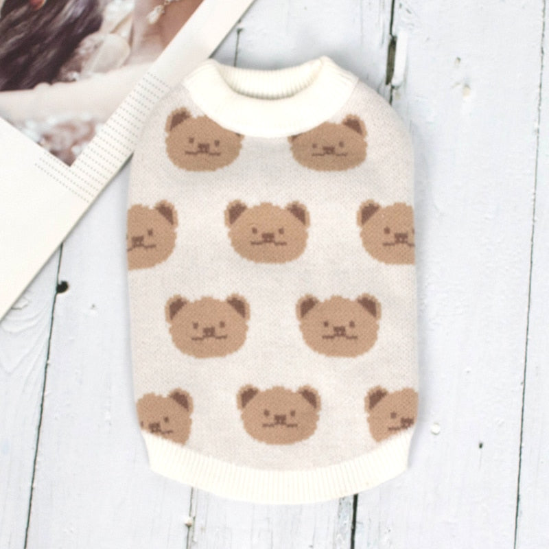 Bear Turtleneck Clothes for Cats - White / XS - Clothes for