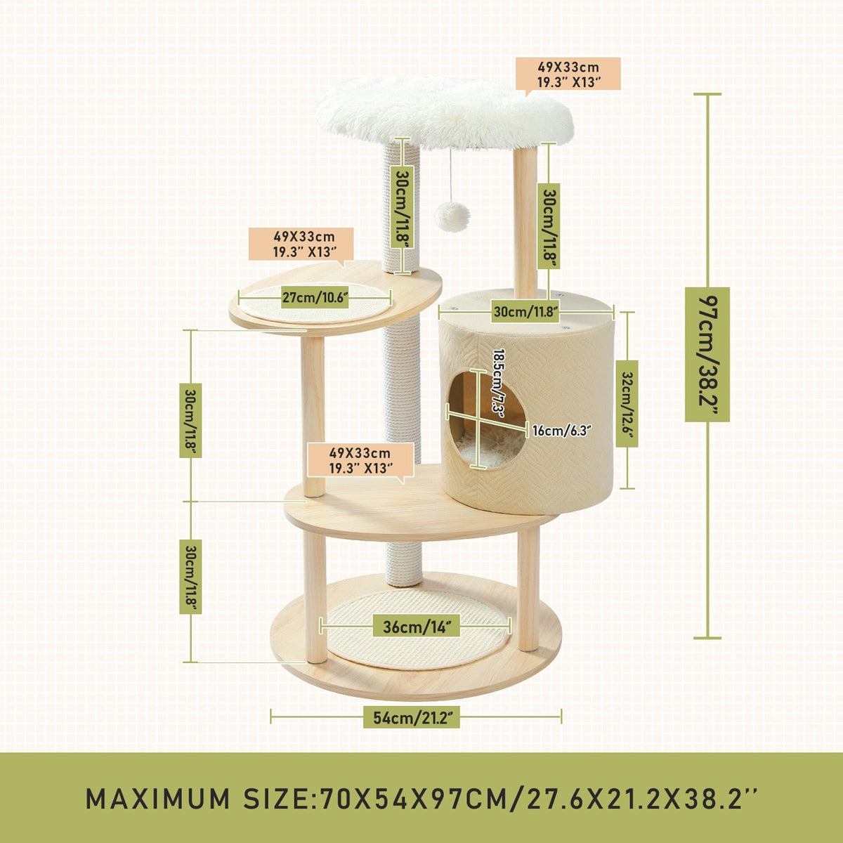 Beige Cat Tree - Beige / L / United States
