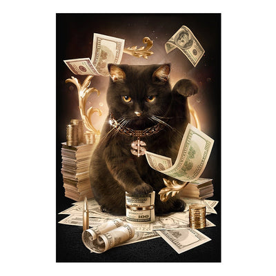 Big Black Cat Wall Art - 13X20 cm No Frame / Black