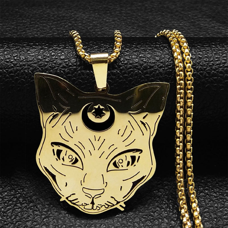 Big Cat Necklace - Gold - Cat necklace
