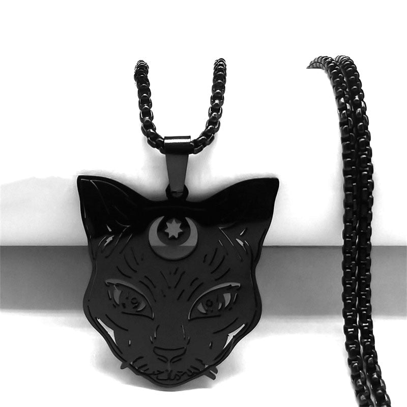 Big Cat Necklace - Black - Cat necklace